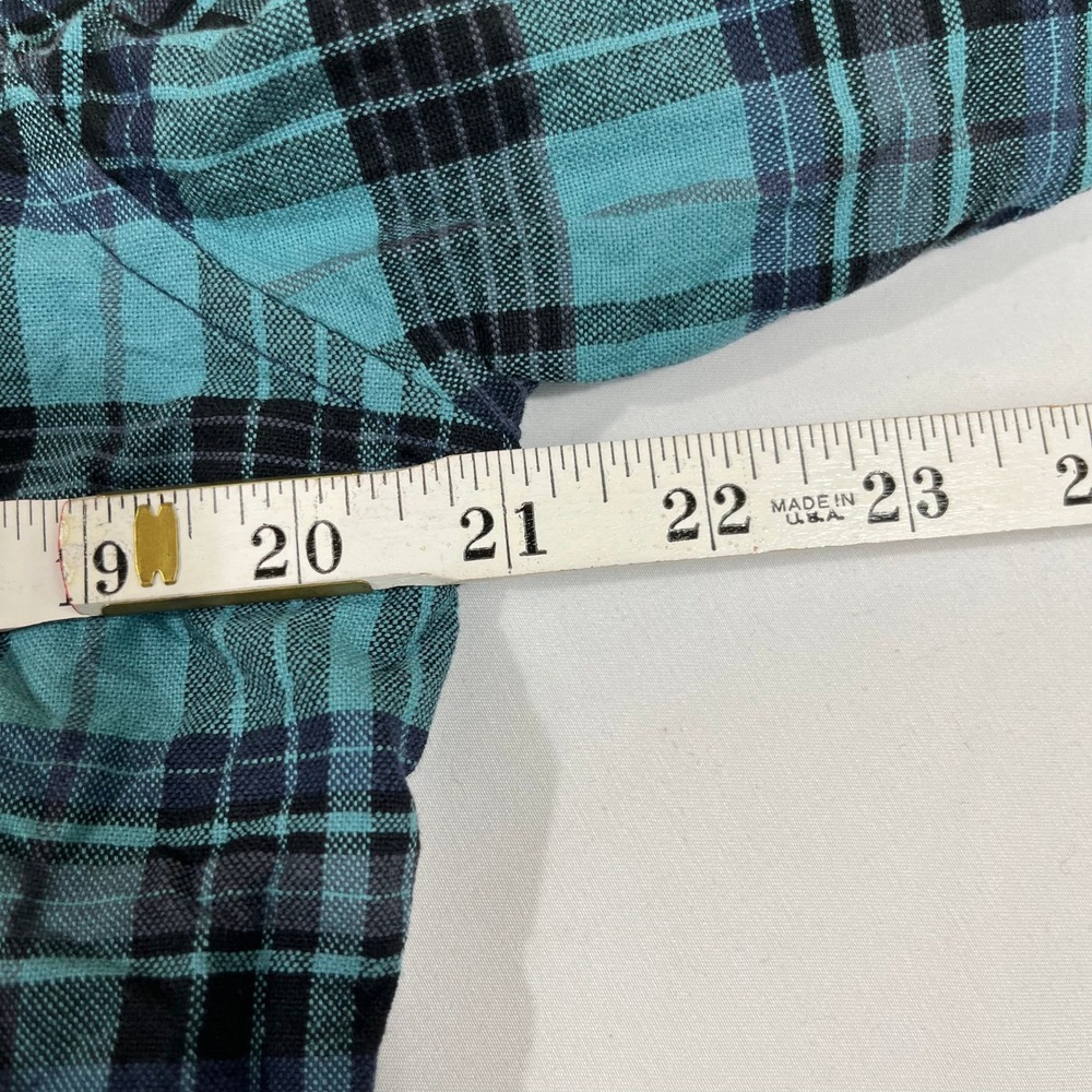 Aeropostale Shirt Mens M Teal Blue Plaid Long Sleeve Cotton Button Down - Picture 9 of 11